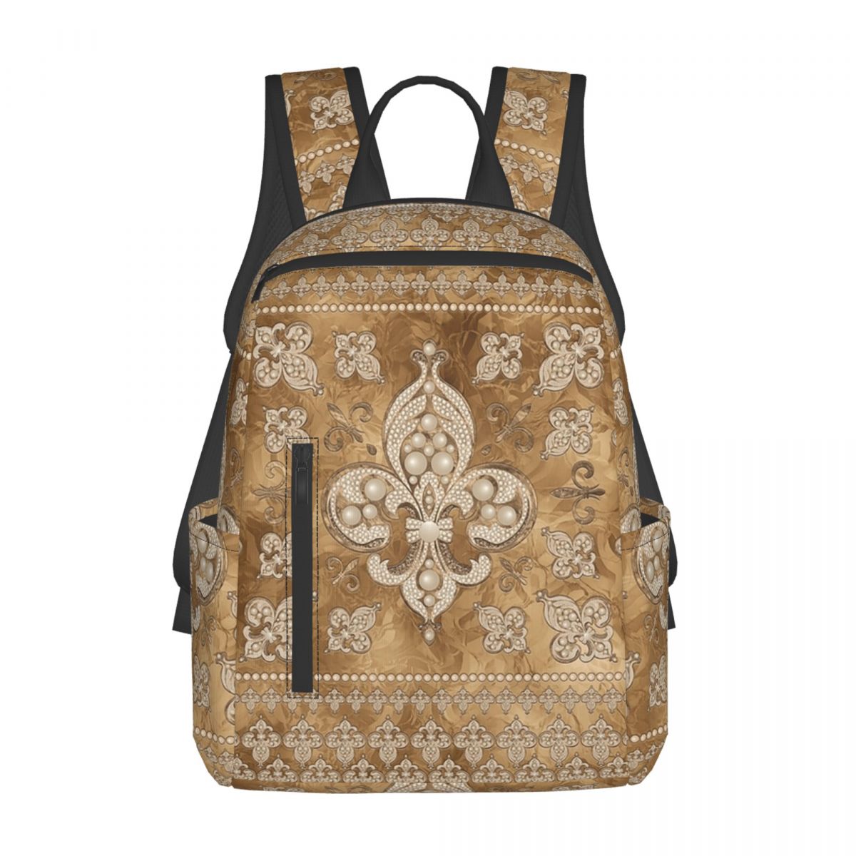Luxury Bags For Kids - Fleur-de-lis Luxury Pearl And Gold Backpack