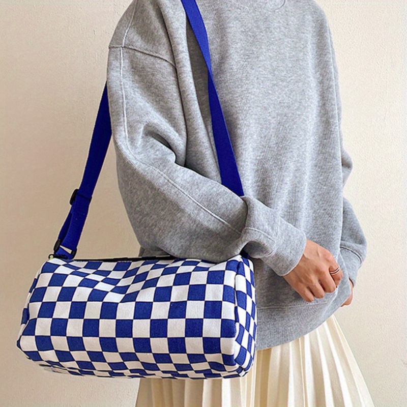 Canvas Tote Designer - Chic Plaid Canvas Crossbody Bag for