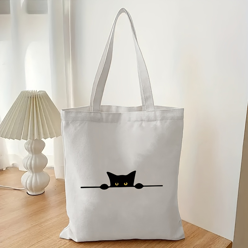Linear Cat Print Pattern Fashi - Canvas Tote Designer ulasan dan harga