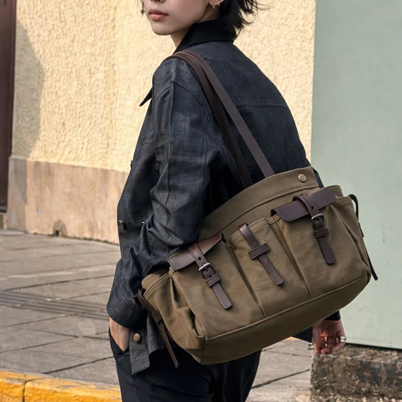 Vintage Canvas Leather Multi-p - Canvas Tote Designer ulasan dan harga