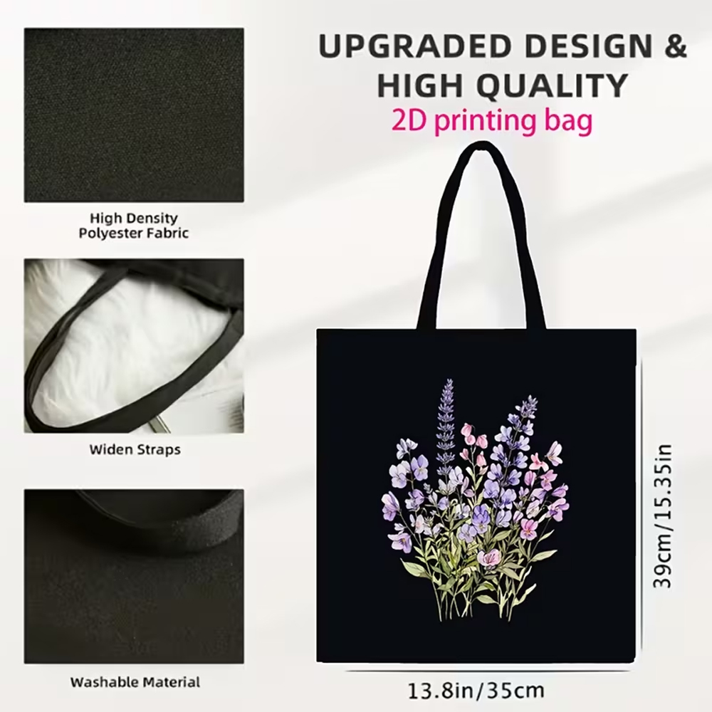 1 Piece Lavender and Pansy Wat - Canvas Tote Designer ulasan dan harga