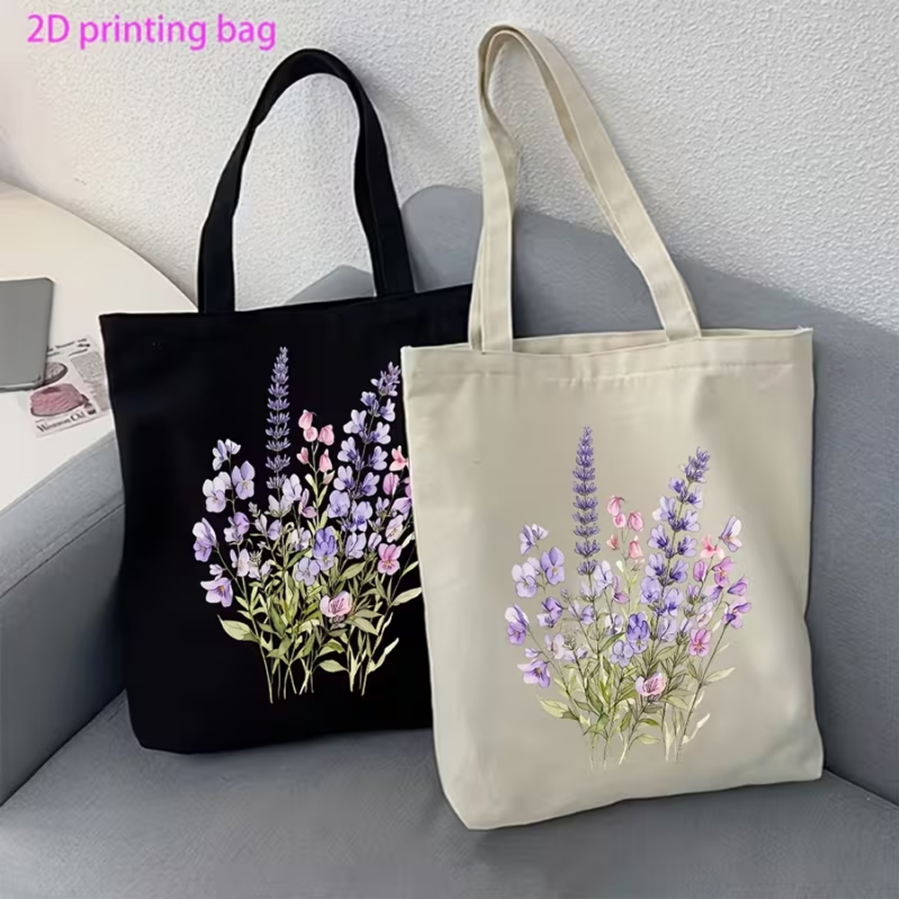1 Piece Lavender and Pansy Wat - Canvas Tote Designer ulasan dan harga