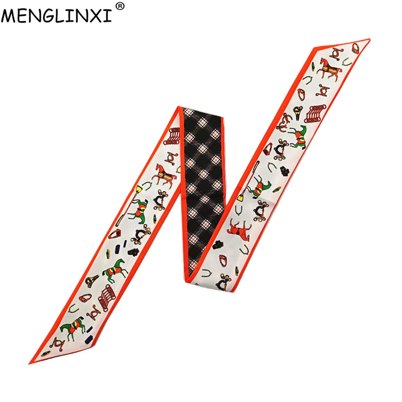 Horse Plaid Skinny Scarf Women - Luxury Bags Brands ulasan dan harga
