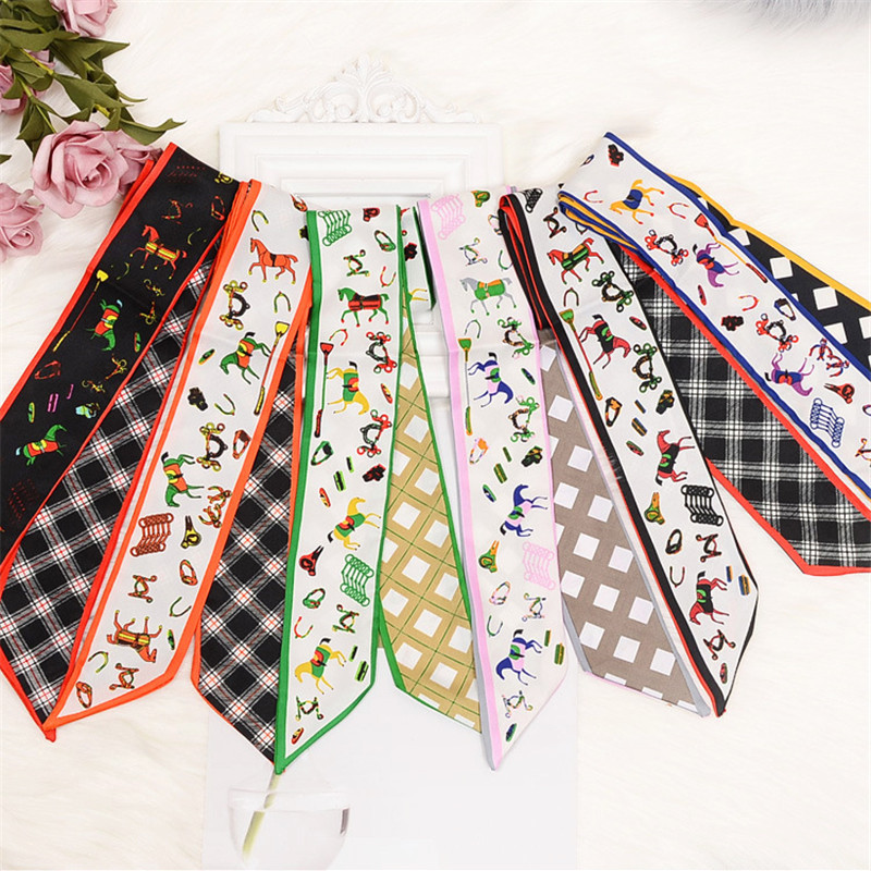 Horse Plaid Skinny Scarf Women - Luxury Bags Brands ulasan dan harga