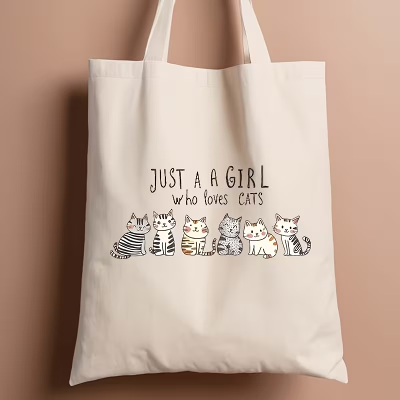 Women's Cute Cat Print Tote Ba - Canvas Tote Designer ulasan dan harga