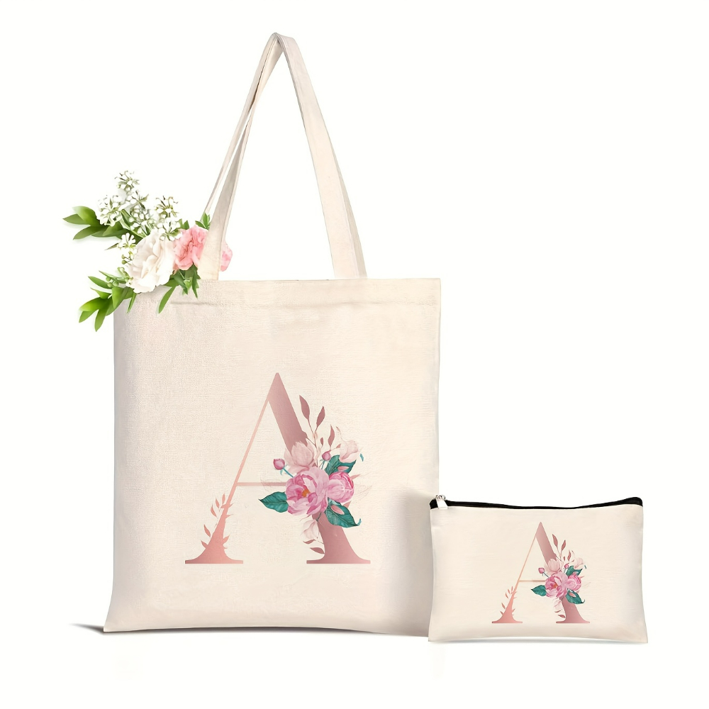 1pc Floral Love Letter Print T - Canvas Tote Designer ulasan dan harga