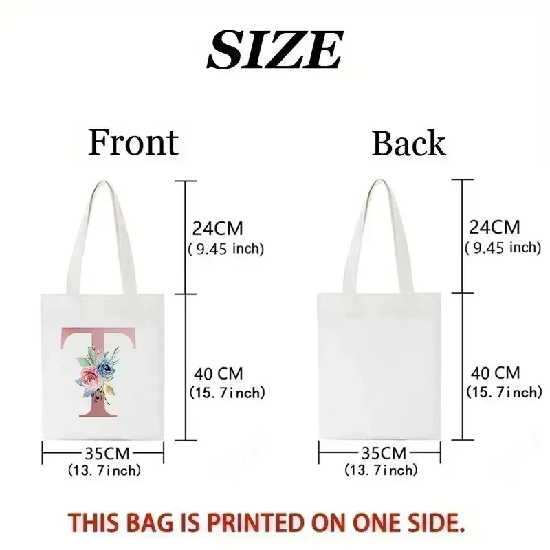 1pc Floral Love Letter Print T - Canvas Tote Designer ulasan dan harga