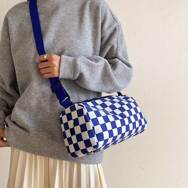 Chic Plaid Canvas Crossbody Ba - Canvas Tote Designer ulasan dan harga