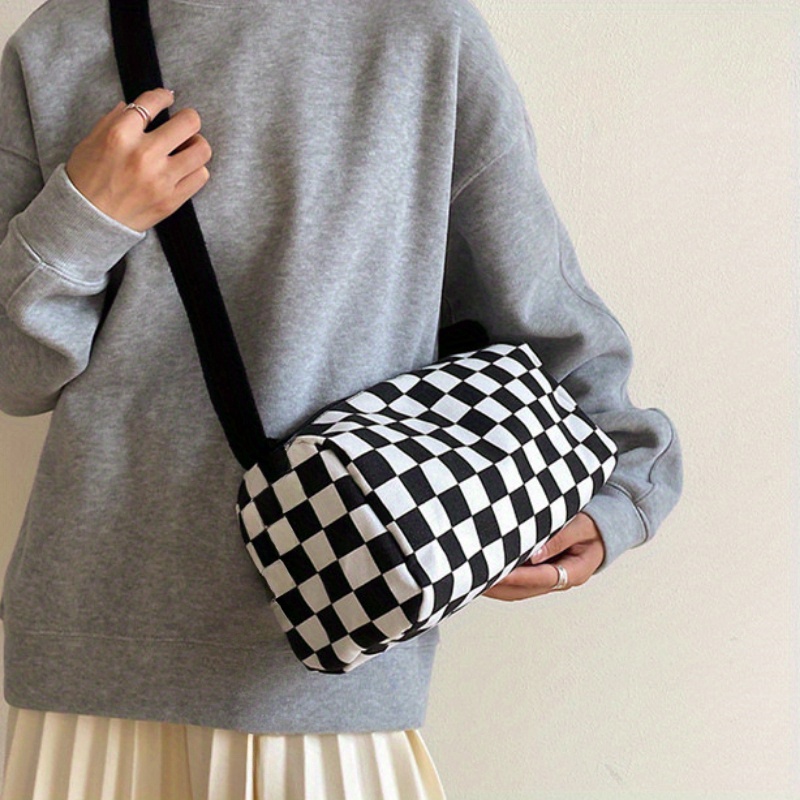 Chic Plaid Canvas Crossbody Ba - Canvas Tote Designer ulasan dan harga